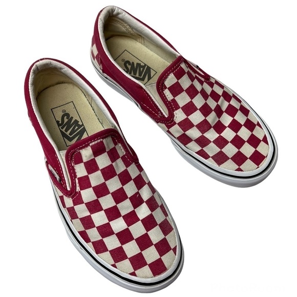 Vans Classic slip on checkered Fuchsia pink sneakers Womens Size 6 - Picture 3 of 9